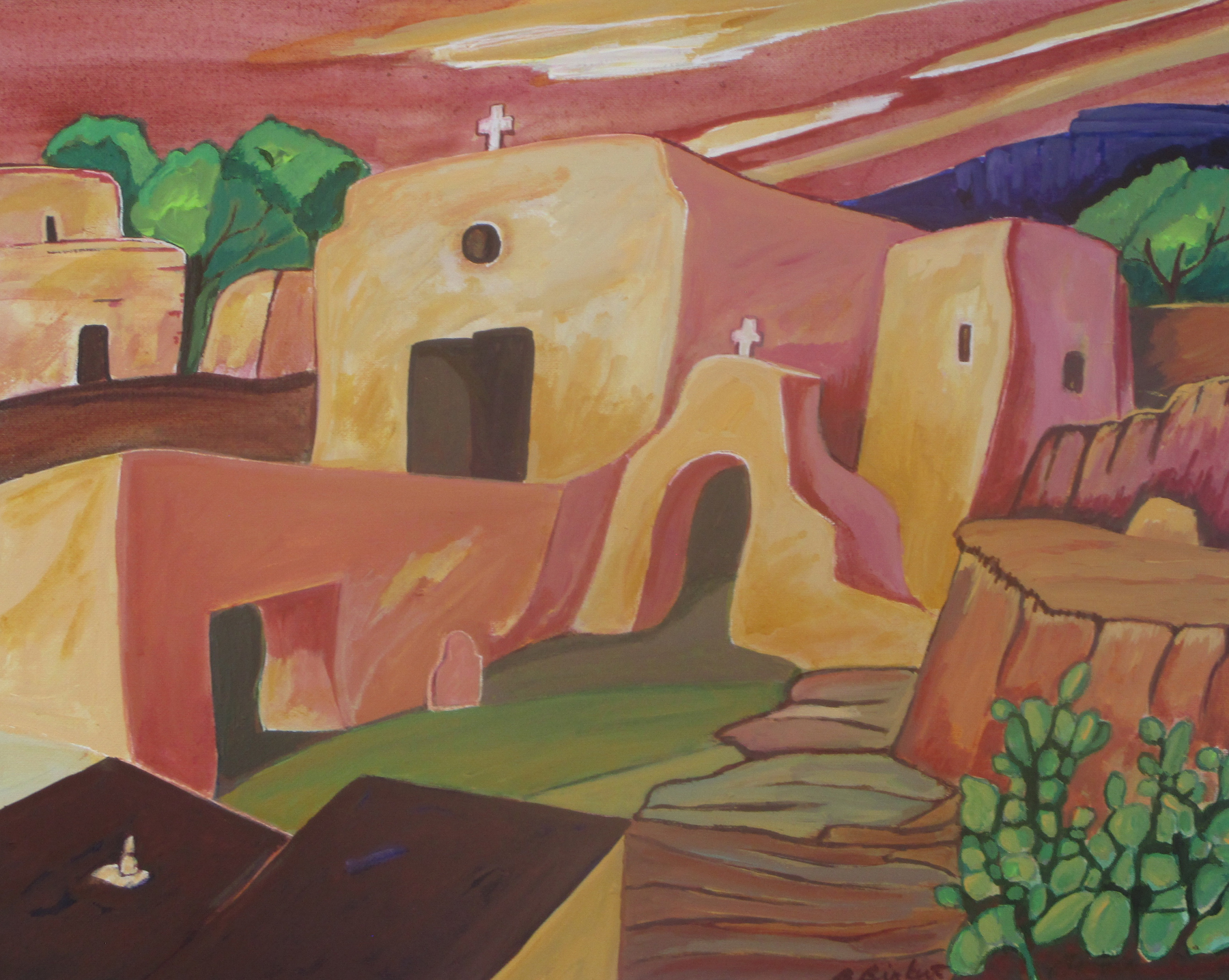 Pueblo Village, acrylic on canvas, 20 x 16 SOLD