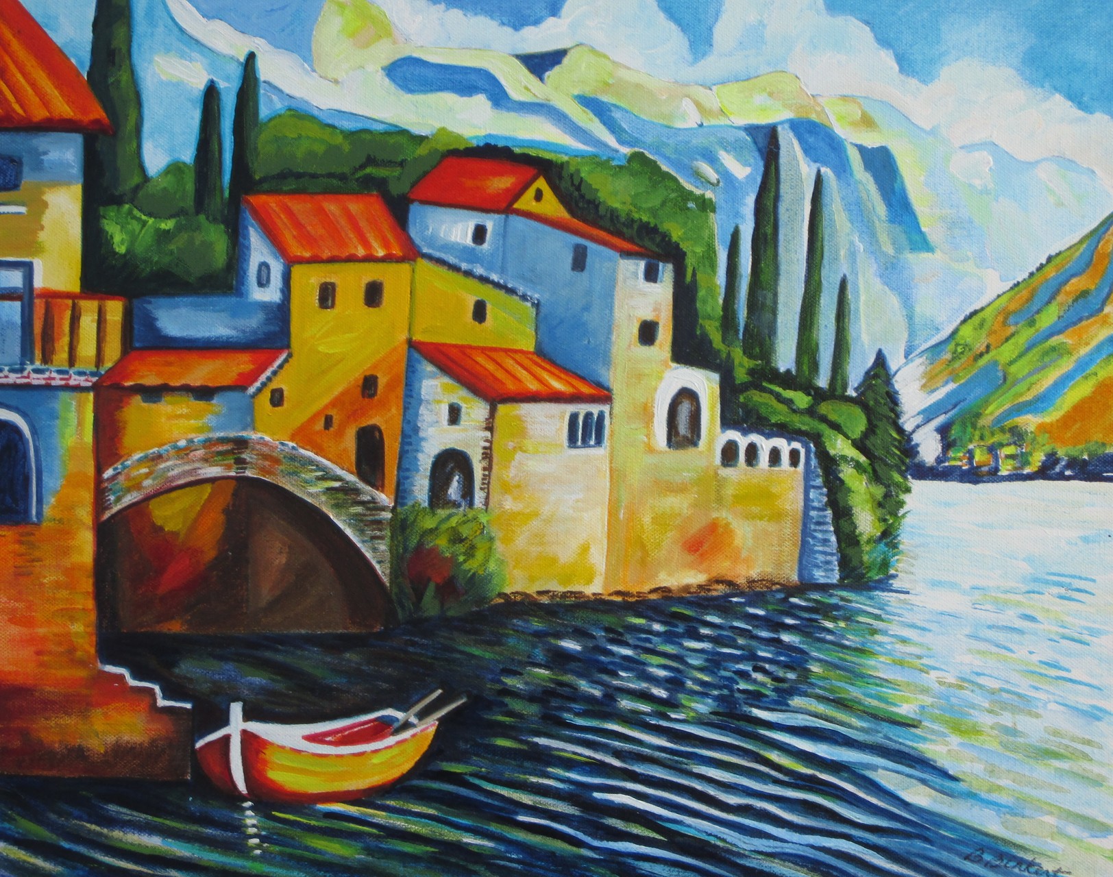 Lake Como, acrylic on canvas, 20 x 16, SOLD