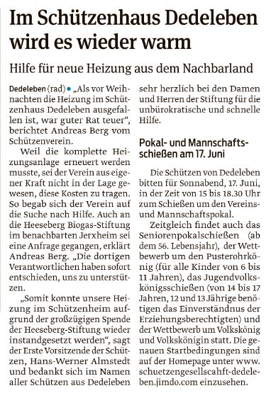 Artikel in der Volksstimme vom 11.05.2017