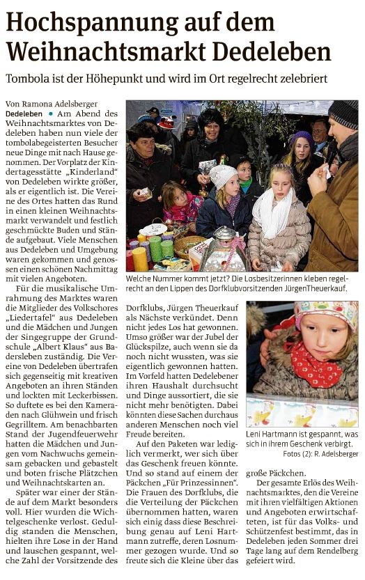 Artikel in der Volksstimme vom 15.12.2015