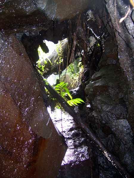 Blick aus einer wasserdurchflossenen Grotte