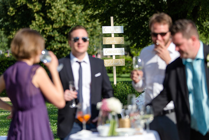 Orientierungsschild für Hochzeiten von der Hochzeitsagentur Efi