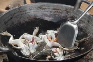 Cooking scene in one of the villages in Cambodia