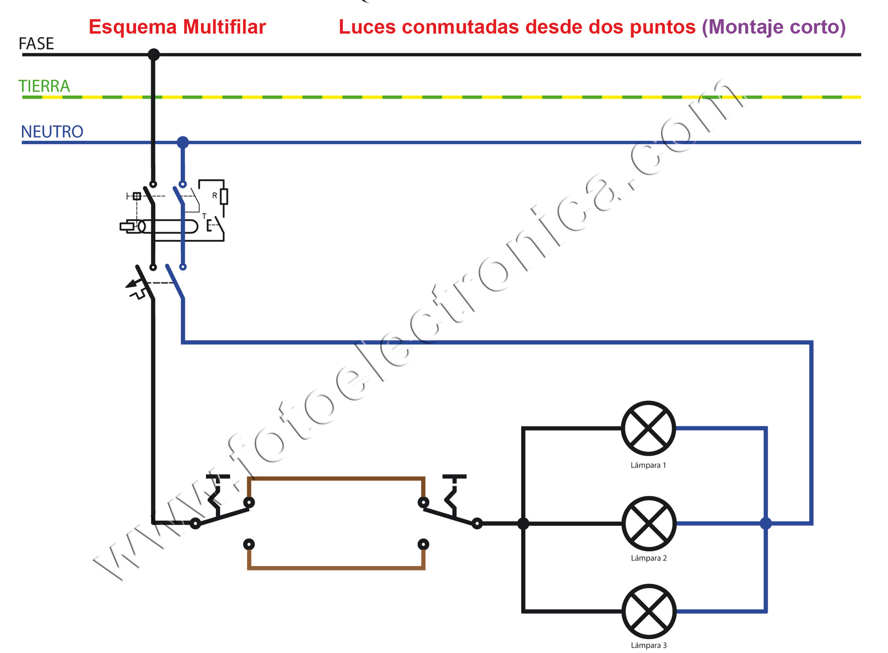 9.Instalación de un punto de luz conmutado. Montaje corto. Electrónica y electricidad para 9.Instalación de un punto de luz conmutado. Montaje corto. Electrónica y electricidad para