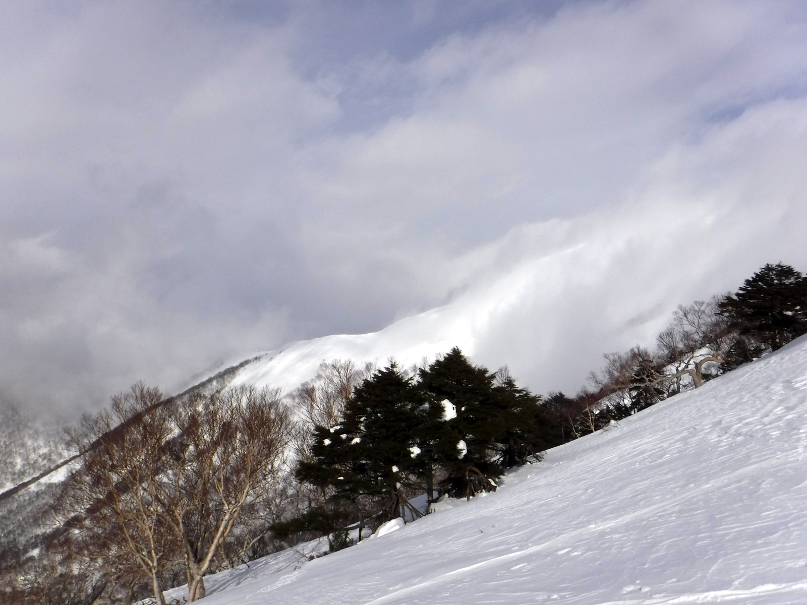 9:50　北側の稜線から雲に覆われてきた、風は弱い