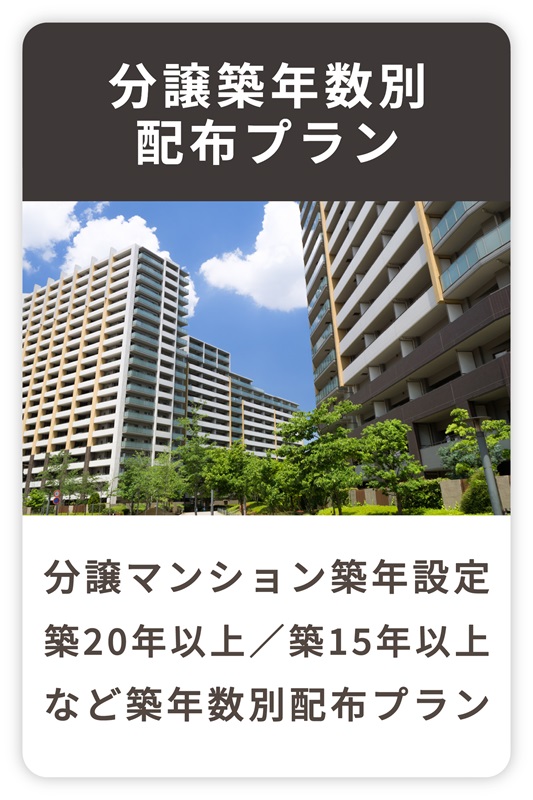 築年数別配布プラン「築20年以上、築15年以上、などの分譲マンションにターゲットを絞り込み」