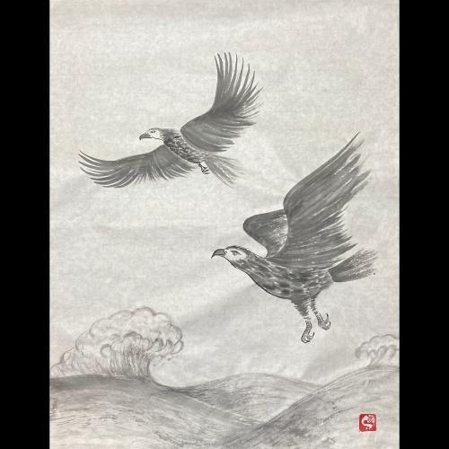 #sachi-studio　#sumi-e　#bird　# 鳥　#eagle　#鷲