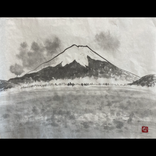 #sachi-studio　#sumi-e　#Lake Yamanaka　#山中湖畔　#Mt. Fuji　#富士山　#Japan　#日本