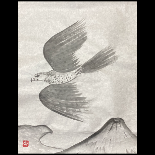 #sachi-studio　#sumi-e　#bird　# 鳥　#hawk　#鷹
