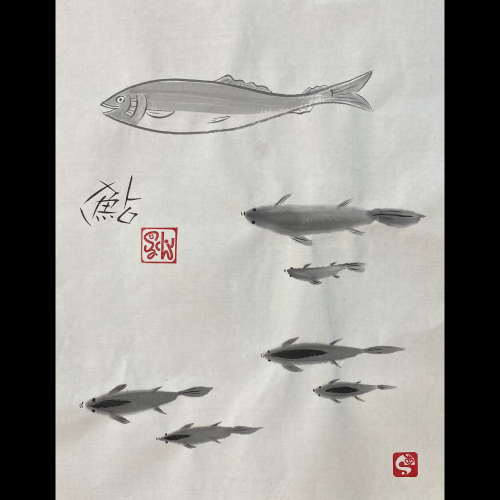 #sachi-studio　#sumi-e　#fish　#魚　#sweetfish　#鮎　#あゆ