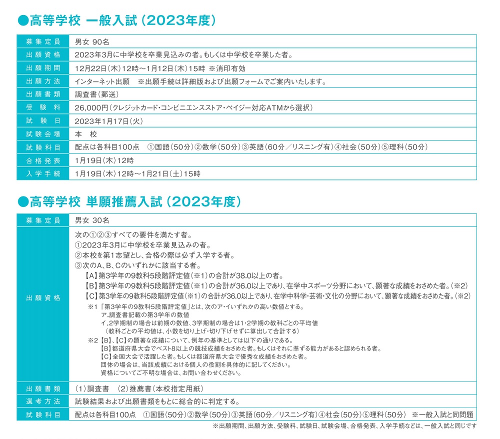 【市川中学高校】高校説明会資料 掲載