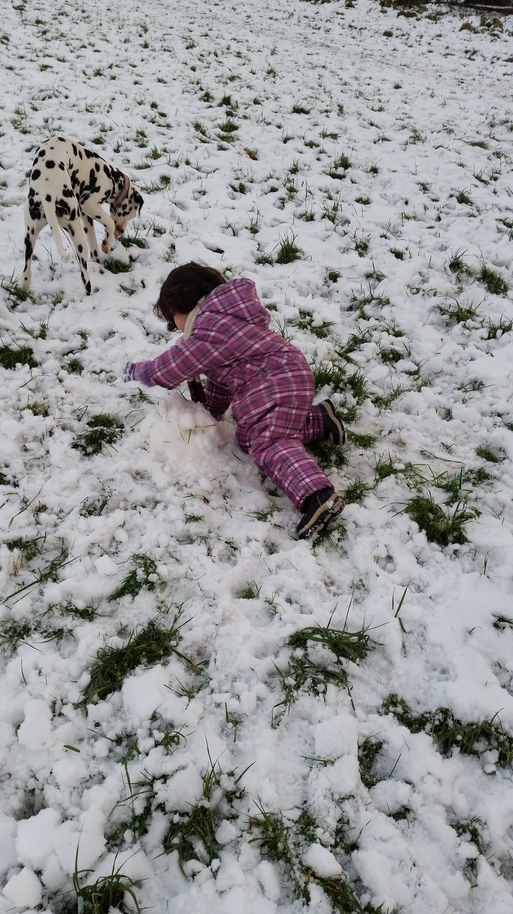 Tijana beim schneemann bauen helfen