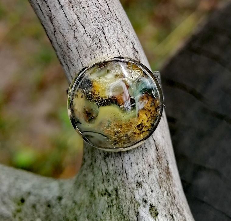 Pierścionek bursztyn bałtycki w brązie pierścionek z regulacją 