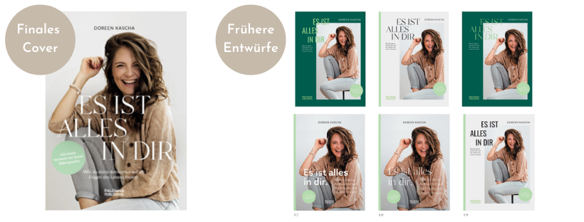 Finales Cover und frühere Coverentwürfe von Tanita Schneider zu "Es ist alles in dir" 