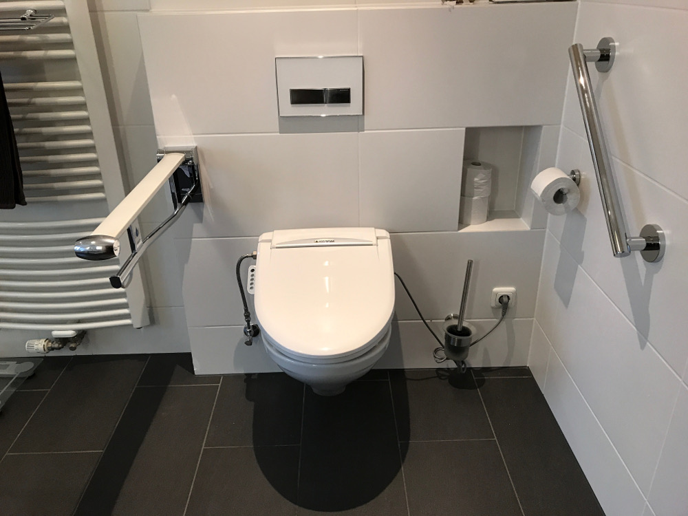 WC mit Haltegriffen und Hygienefunktion (Dusche und Warmluft)