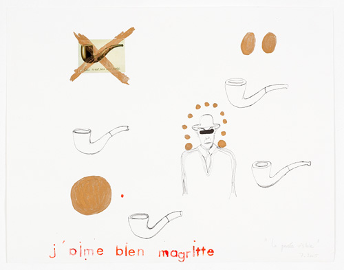 "J´aime bien Magritte", Collage auf Papier, 2007