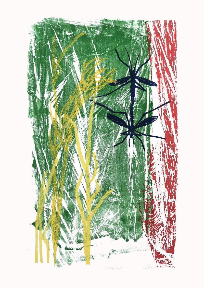  Linolschnitt/Monotypie/Collagraphie 60 x 40 cm. 2020. 