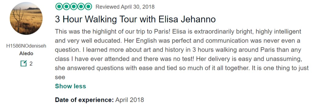 "3 Hour walking tour with Elisa Jehanno"