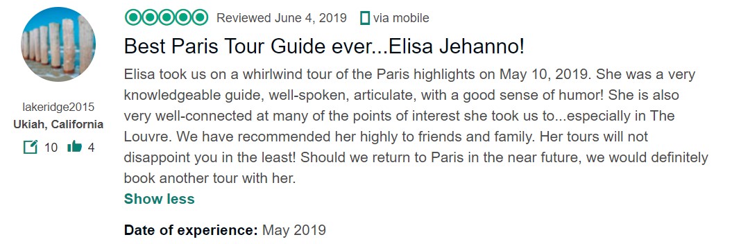 "Best Paris tour guide ever Elisa Jehanno"