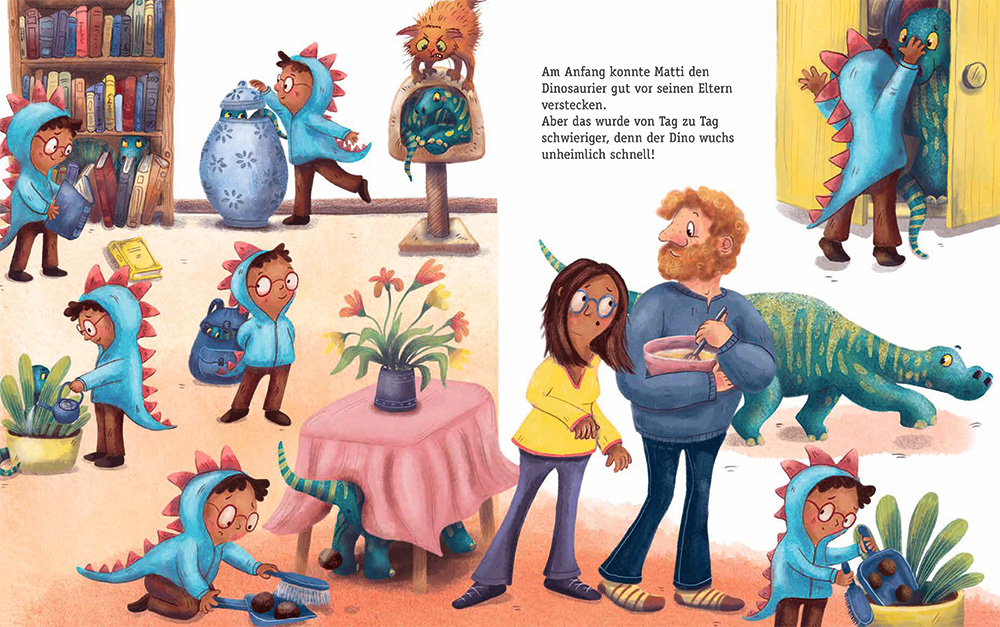 Wie versteckt man einen Dinosaurier? "Der Recyclosaurus" Bilderbuch, CalmeMara-Verlag 2024