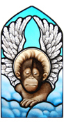 glas in lood heilig aapje / stained glass holy monkey
