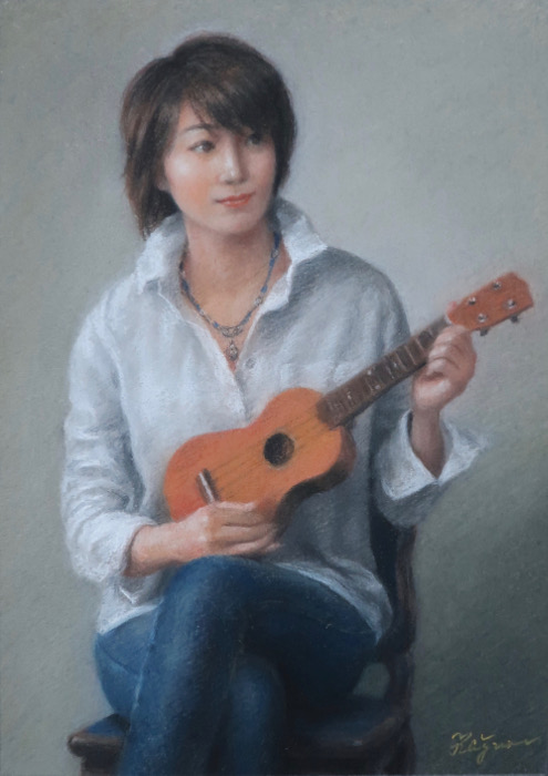 山口　和男作　油絵　作品名　香 山口和男作油絵作品名香