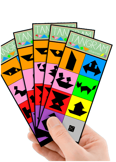 Les 5 cartes Tangram, coté noir - https://www.tangram-champions.com