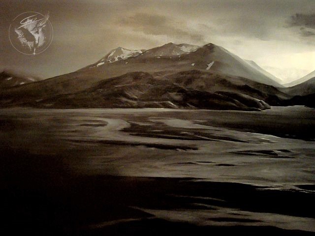 "Isländische Landschaft", Öl auf Leinwand