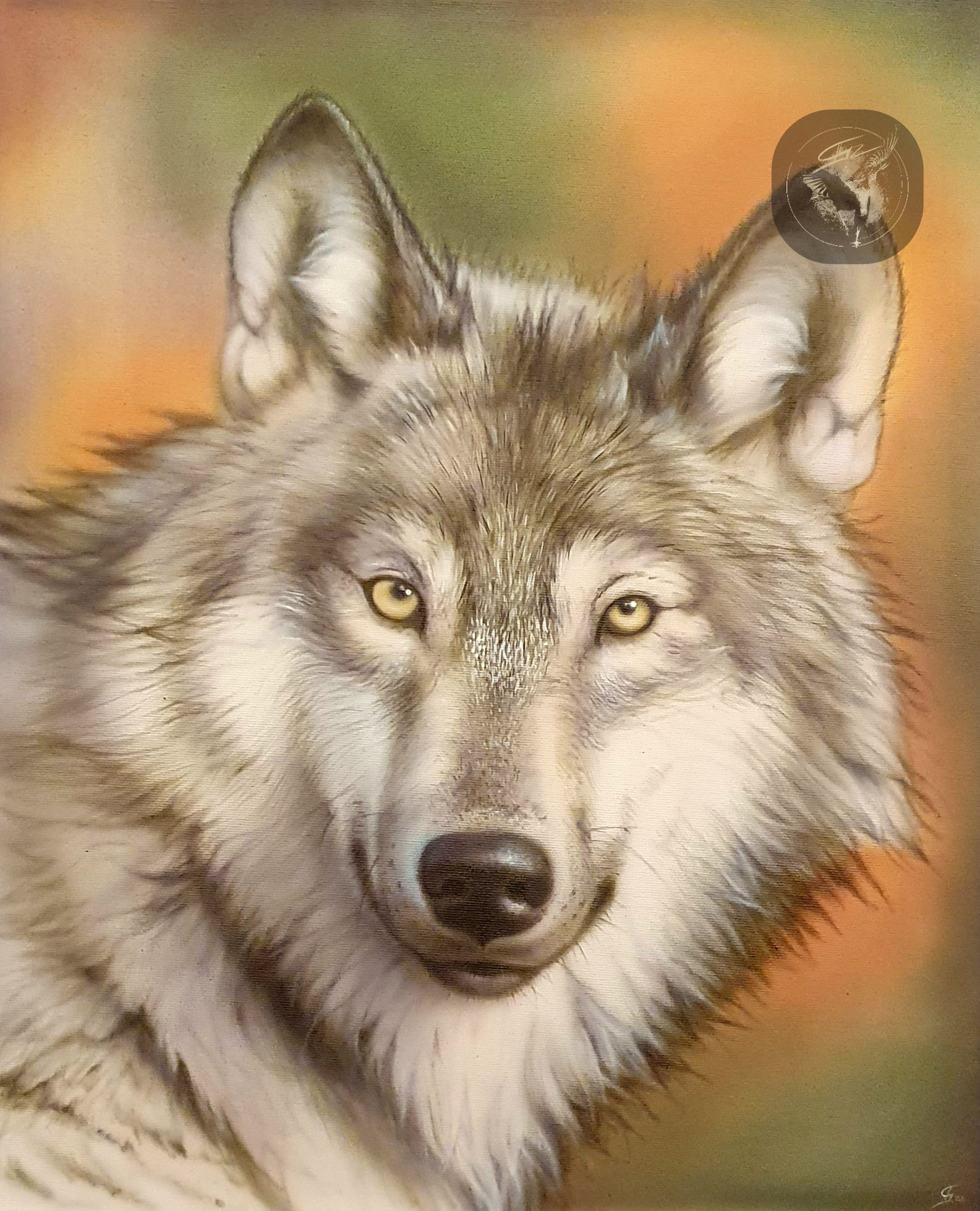 "Wolf" Airbrush auf Leinwand