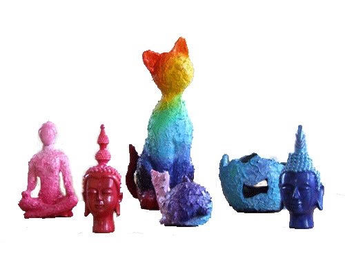 Collectie kat, waxinehouder, boeddha en yoga