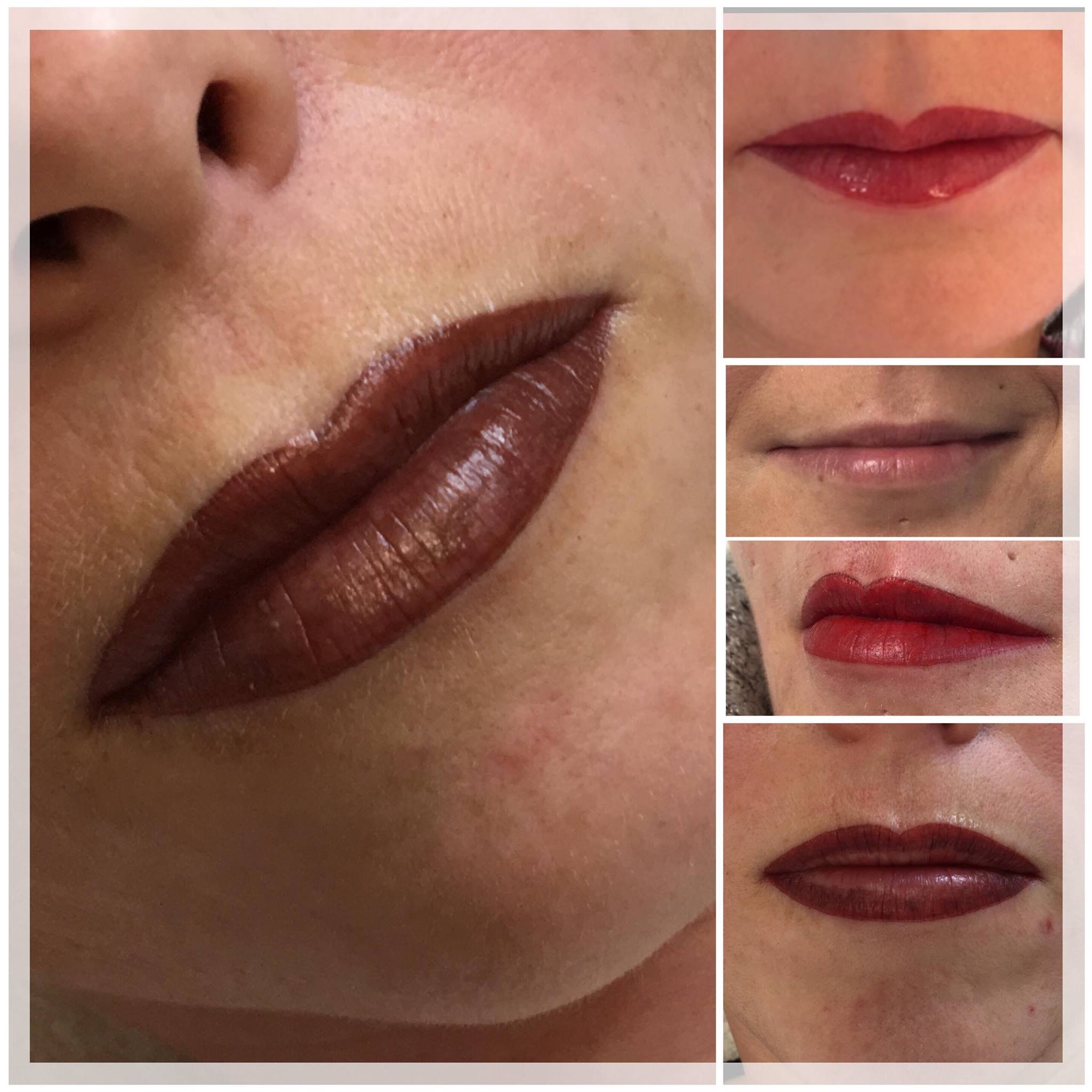 Lippenvollschattierung & Lippenteilschattierung unmittelbar nach der Behandlung (Die Farbe wird noch bis zu 50 % heller)