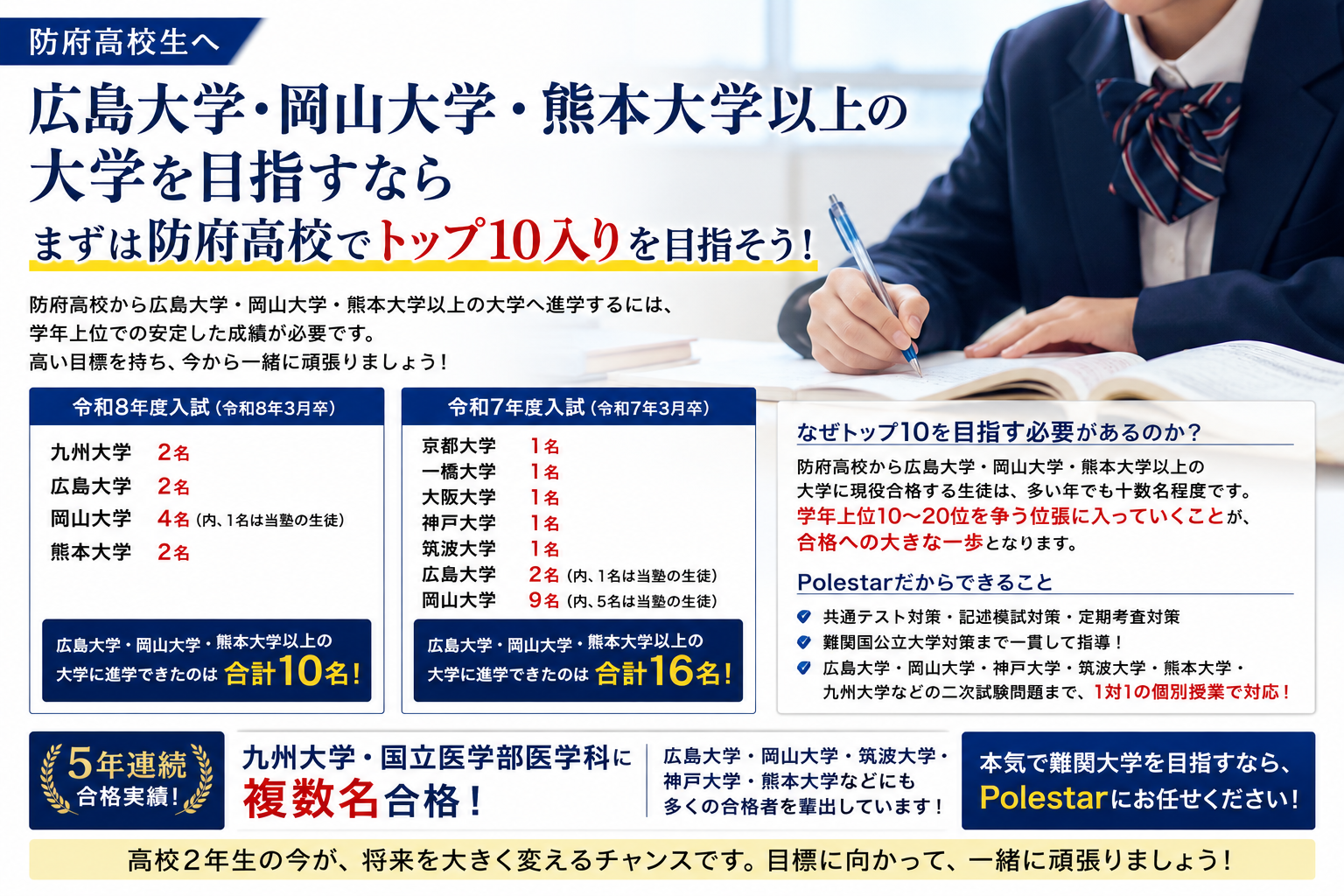 防府高校から広島大学・岡山大学・熊本大学以上を目指すなら