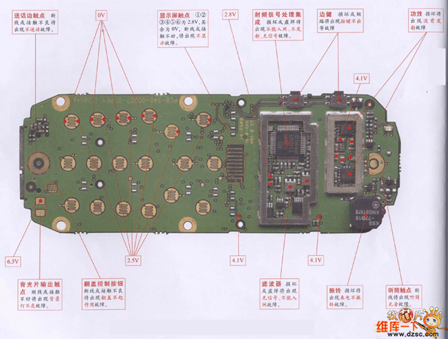 Eastcom EL610 cell phone board circuit diagram