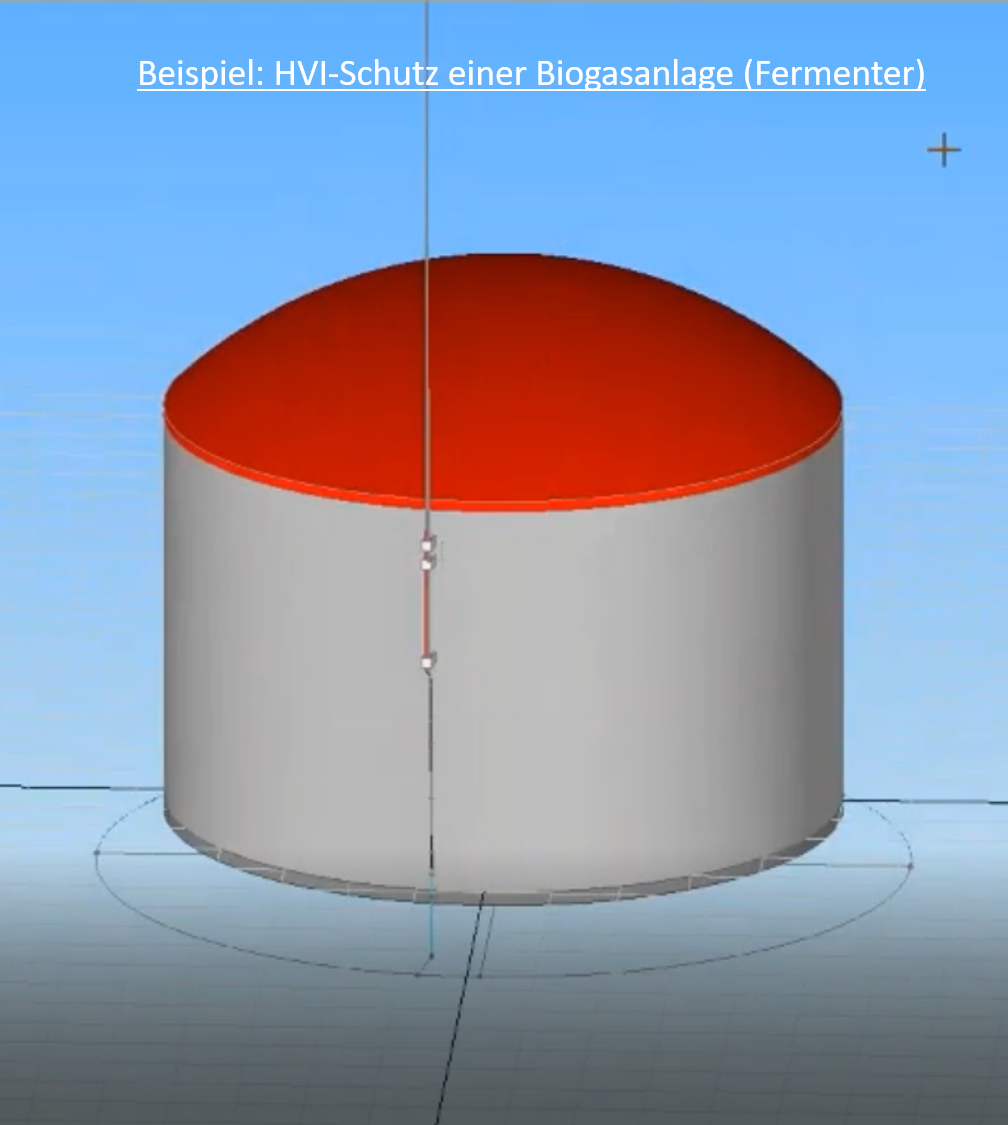 Beispiel: Planung HVI-Blitzschutz Biogasanlage (Fermenter)    Quelle: DEHNplan