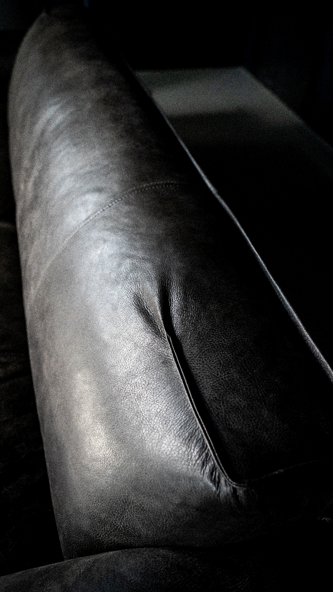 MÖBELLOFT DaVinci Designersofa Sofa mit anthrazit Vintage Leder für moderne Einrichtung in Wohnzimmer Foyer Büroeinrichtung und Restauranteinrichtung
