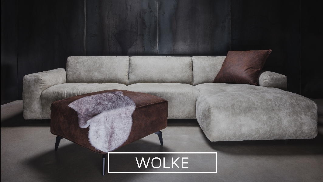 MÖBELLOFT Modernes Designer Modul Sofa Wolke aus grauem Leder Samt Stoff Cord als Couch oder Wohnlandschaft hochwertig qualität individuell auf Maß konfigurierbar