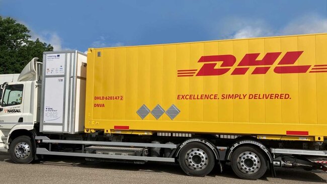 DHL Express tested this H2 powered heavy-duty vehicle of Dutch manufacturer DAF as part of the company’s de-carbonization strategy – pictures: DHL Express