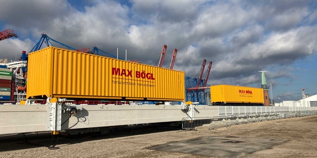 Maglev solution for container transports demonstrated by Boegl last October Hamburg – picture: Max Bögl
