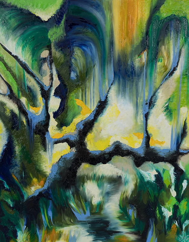 Tiefenwald 3, 80 x 100 cm, Öl auf Leinwand, Serie Tiefenwälder 2018