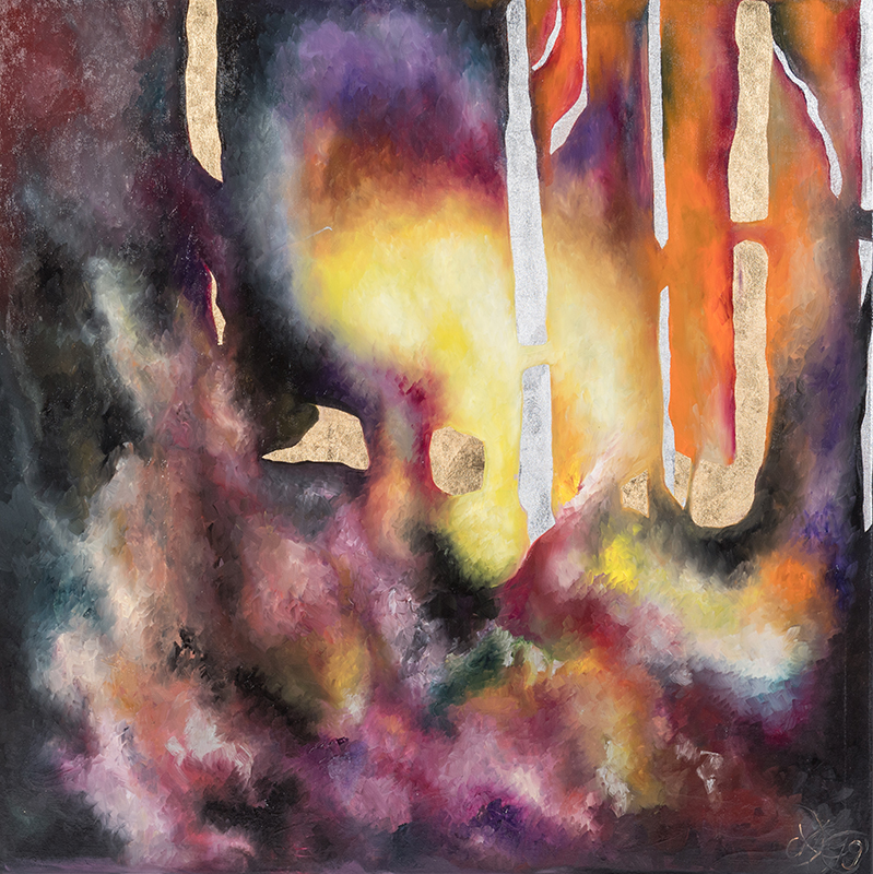 Weltenlicht "Geheimnis", 100 x 100 cm, Öl auf Leinwand, Serie Weltenlichter 2019