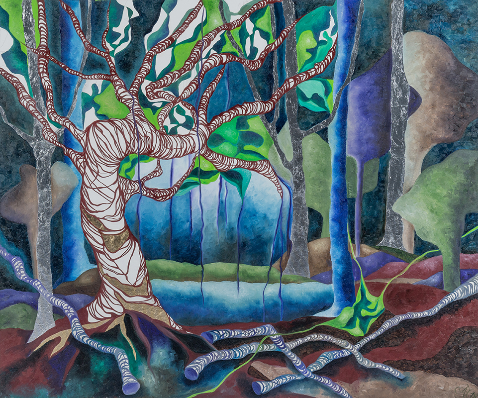 Im Dunkel ist Licht, Öl auf Leinwand, 100 x 120 cm , Serie Wandlung, 2018