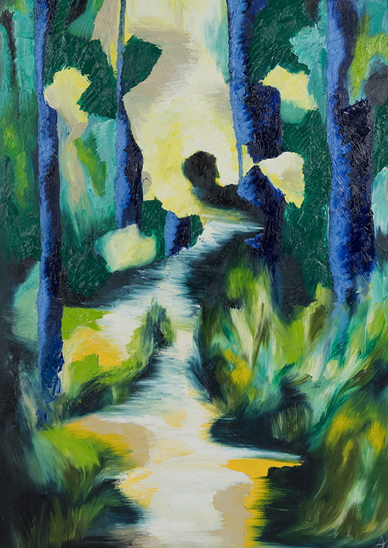 Tiefenwald 2, 70 x 100 cm, Öl auf Leinwand, Serie Tiefenwälder, 2018