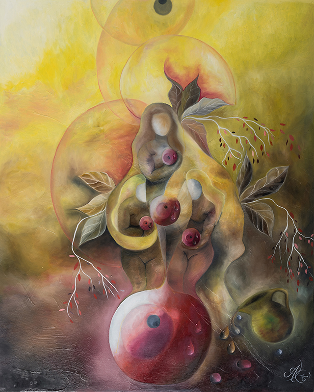 Zum Kern, Öl auf Leinwand, 80 x 100 cm, 2016
