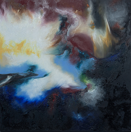 Erdruf, 2021, 80 x 80 cm, Öl auf Leinwand, Serie Elemente 