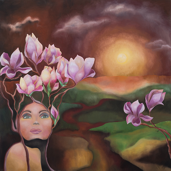 Die Würdevolle, Öl auf Leinwand, 100 x 100 cm, 2017