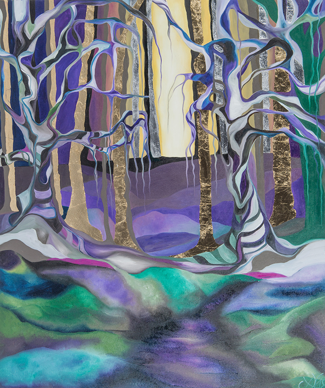 Aus der Trauer wächst das Glück, Öl auf Leinwand, 100 x 120 cm, Serie Wandlung, 2018