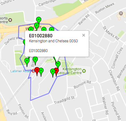 Map 1: The Grenfell Tower LSOA: the 11th most disadvantaged in Kensington and Chelsea