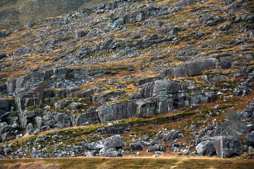 The wild jumble of glacier-ravaged rocks on the slopes of Liathach in Glen Torridon.