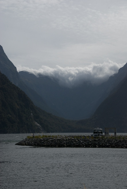 Sinbad Gully (named by Donald Sutherland in his belief it contained diamonds) with ominous headwall cloud. The Gully is a spectacular U-shaped valley is home to a 12cm undescribed slug.