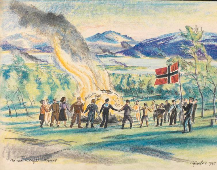 Midsumer Midnight, Tromso, Stephen Bone, British War Artist, 1945 © IWM (http://www.iwm.org.uk/collections/item/object/3271). 